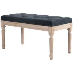 Minkštas suolas Homcom 80x40x43cm., tamsiai pilkos/smėlio spalvos