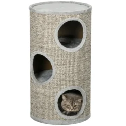 Kačių namelis drąskyklė PawHut 38x70cm., pilkos/baltos spalvos