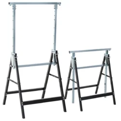 Rinkinys iš 2 pjūklos stovų Homcom 68x58x130cm., juodos/sidabrinės spalvos