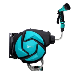 Automatinė žarnos ritė ir laistymo žarna Durhand 28x14x34cm., juodos/mėlynos spalvos