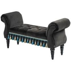 Minkštas suolas Homcom 117x40x58cm., tamsiai pilkos spalvos