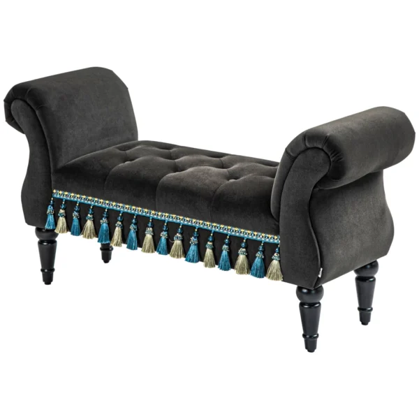 Minkštas suolas Homcom 117x40x58cm., tamsiai pilkos spalvos