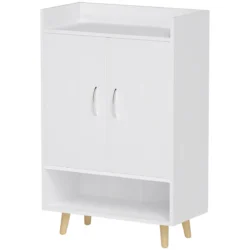 Batų spinta Homcom 60x30x92cm., baltos/šviesiai rudos spalvos