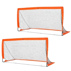 Rinkinys iš 2 futbolo vartų vaikams Homcom 183x90x90cm., oranžinės/juodos spalvos