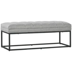 Minkštas suolas Homcom 120x44x45,5cm., pilkos/juodos spalvos