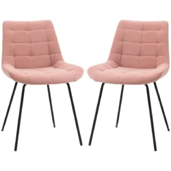 Rinkinys iš 2 valgomojo kėdžių Homcom 50x61x79cm., rožinės/juodos spalvos 