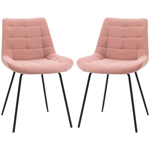Rinkinys iš 2 valgomojo kėdžių Homcom 50x61x79cm., rožinės/juodos spalvos 