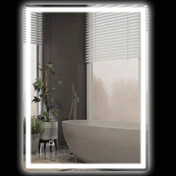 Vonios veidrodis su LED apšvietimu Homcom 60x80x4cm., sidabrinės spalvos