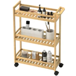 Virtuvės vežimėlis Homcom 55x20x75cm., šviesiai rudos spalvos