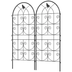 Rinkinys iš 2 augalų atramų Outsunny 50x120cm., juodos spalvos