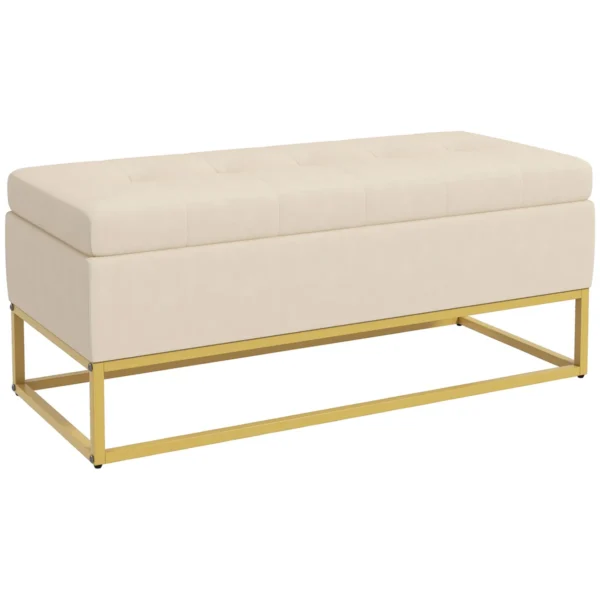 Ygv98a188f5b2eab3.webp Suolas su daiktadėže Homcom 110x44x49cm., smėlio/auksinės spalvos