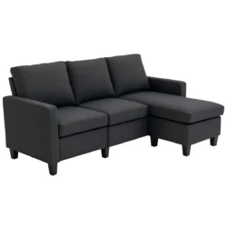 Kampinė sofa Homcom 197x139x91cm., tamsiai pilkos spalvos