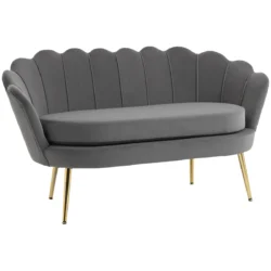 Sofa Homcom 133x63x75cm., pilkos/auksinės spalvos 