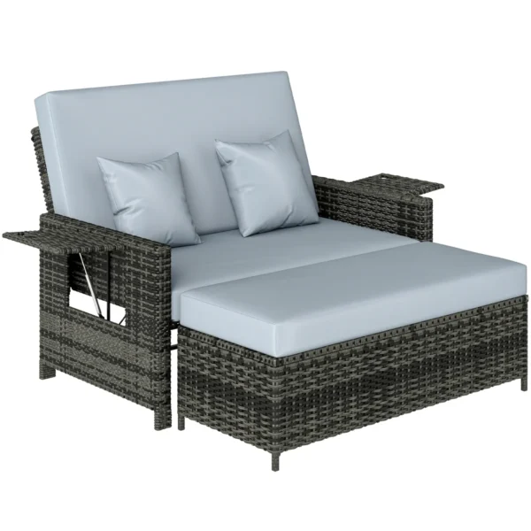 Sodo baldų komplektas iš 2 dalių Outsunny, pilkos/tamsiai pilkos spalvos