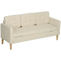 Sofa su daiktadėže Homcom 166,5x62x82cm., kreminės/šviesiai rudos spalvos