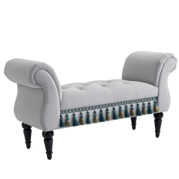 Minkštas suolas Homcom 117x40x58cm., pilkos/juodos spalvos