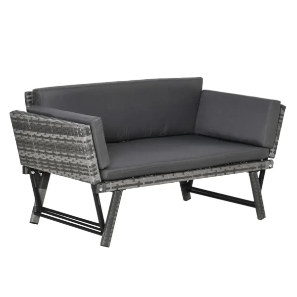 Sodo sofa Outsunny 129x63x67cm., pilkos/tamsiai pilkos spalvos
