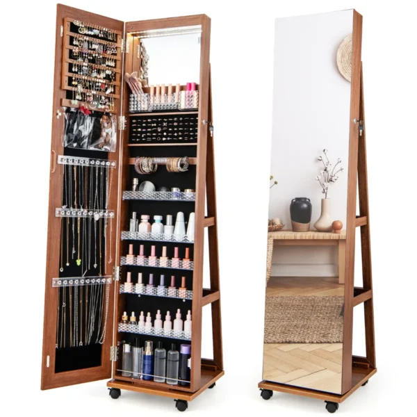 Pastatomas veidrodis-papuošalų spintelė 40x38x163cm., rudos/juodos spalvos