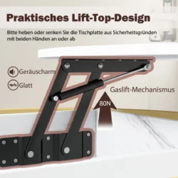 Kavos staliukas 80x49cm., baltos/auksinės spalvos