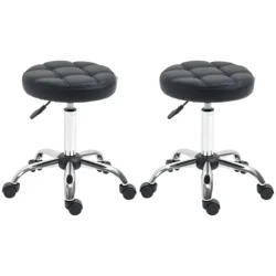 Rinkinys iš 2 biuro kėdžių Homcom 48,5x63cm., juodos/sidabrinės spalvos 