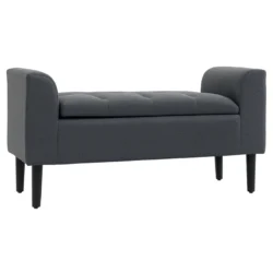 Minkštas suolas su daiktadėže Homcom 116x44x58cm., tamsiai pilkos/juodos spalvos