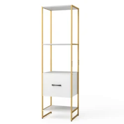 Pastatoma lentyna 45x35x160cm., baltos/auksinės spalvos