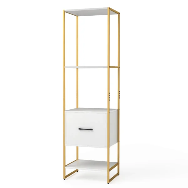 Pastatoma lentyna 45x35x160cm., baltos/auksinės spalvos