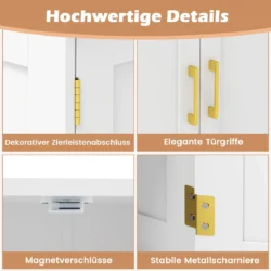 Spintelė 60x30x110cm., baltos/auksinės spalvos