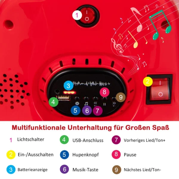 Vaikiškas elektrinis automobilis 66,5x66,5x47,6cm., raudonos spalvos