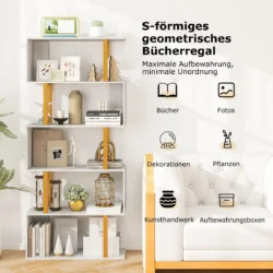 Pastatoma lentyna 70x24x157cm., baltos/auksinės spalvos