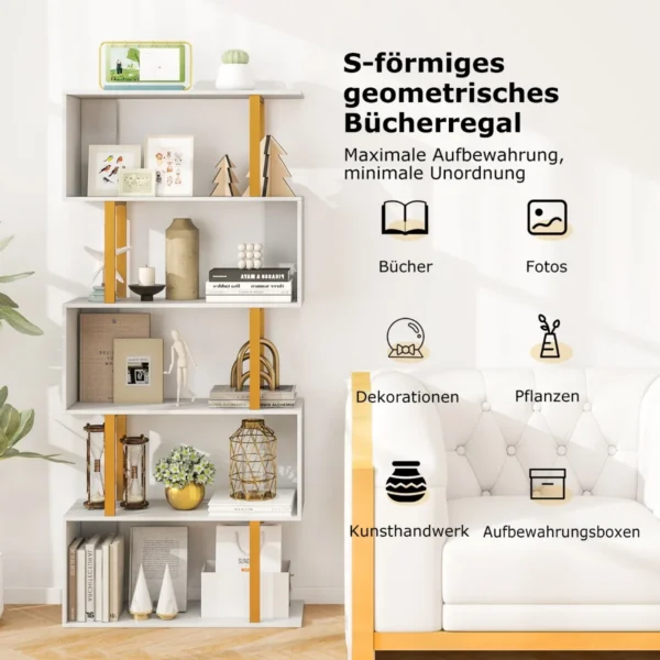 Pastatoma lentyna 70x24x157cm., baltos/auksinės spalvos