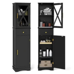 Vonios lentyna 40x30x168cm., juodos spalvos