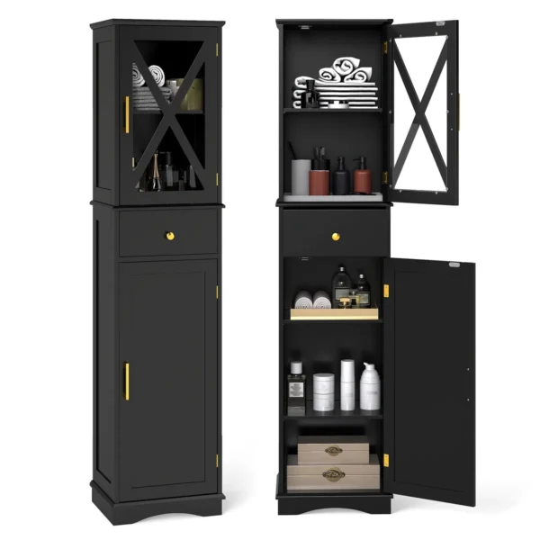 Vonios lentyna 40x30x168cm., juodos spalvos