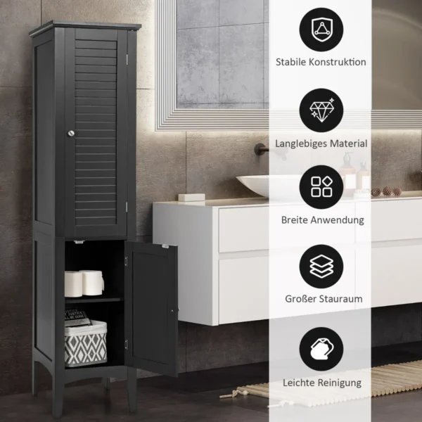 Vonios spintelė 37x37x160cm., juodos spalvos