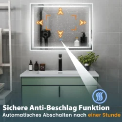 Led sieninis veidrodis 3,5x80x60cm., sidabrinės spalvos