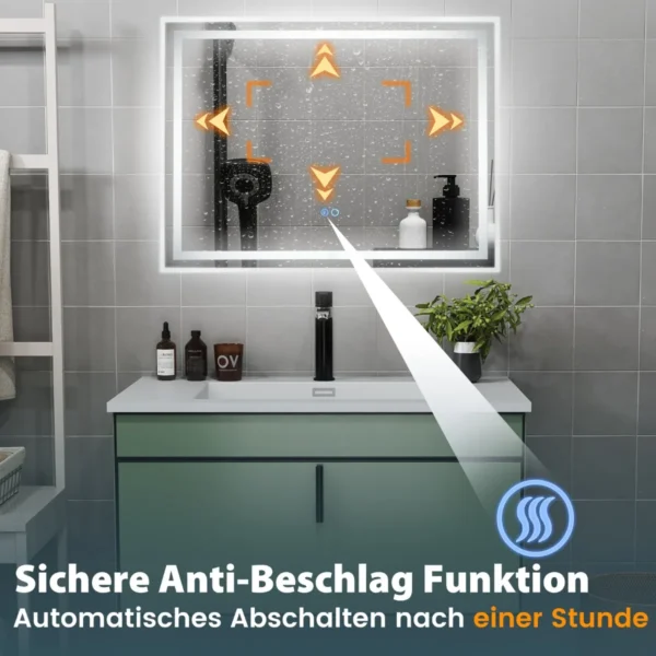 Led sieninis veidrodis 3,5x80x60cm., sidabrinės spalvos