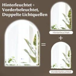 Led sieninis veidrodis 3x80x60cm., sidabrinės spalvos