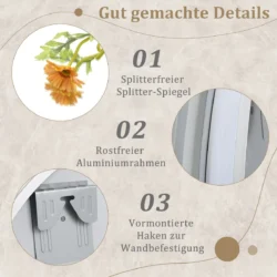 Led sieninis veidrodis 3x60x60cm., sidabrinės spalvos