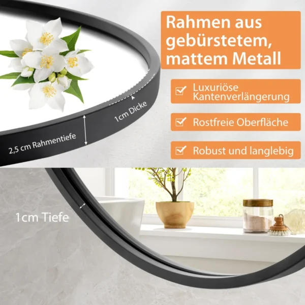 Sieninis veidrodis 61x61x2,5cm., juodos spalvos