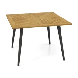 Lauko stalas 107x107x75cm., šviesiai rudos/juodos spalvos