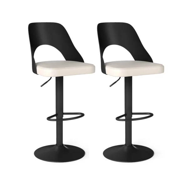 Rinkinys iš 2 baro kėdžių 44x50x111cm., juodos/smėlio spalvos