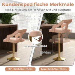 Rinkinys iš 2 baro kėdžių 47x50x111cm., rožinės/auksinės spalvos