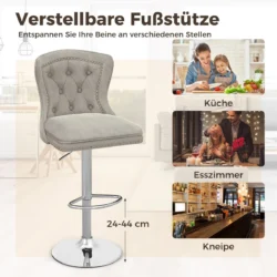 Rinkinys iš 2 baro kėdžių 45x50x117cm., pilkos/sidabrinės spalvos