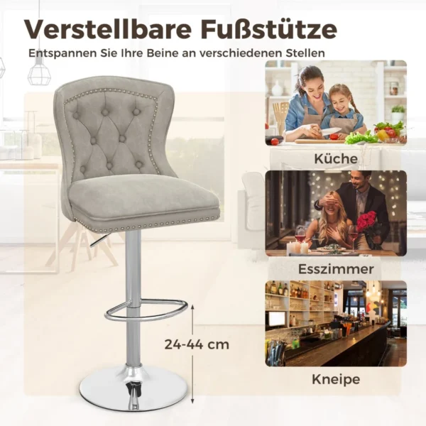 Rinkinys iš 2 baro kėdžių 45x50x117cm., pilkos/sidabrinės spalvos