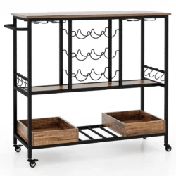 Virtuvės vežimėlis 108x40x91cm., juodos/rudos spalvos