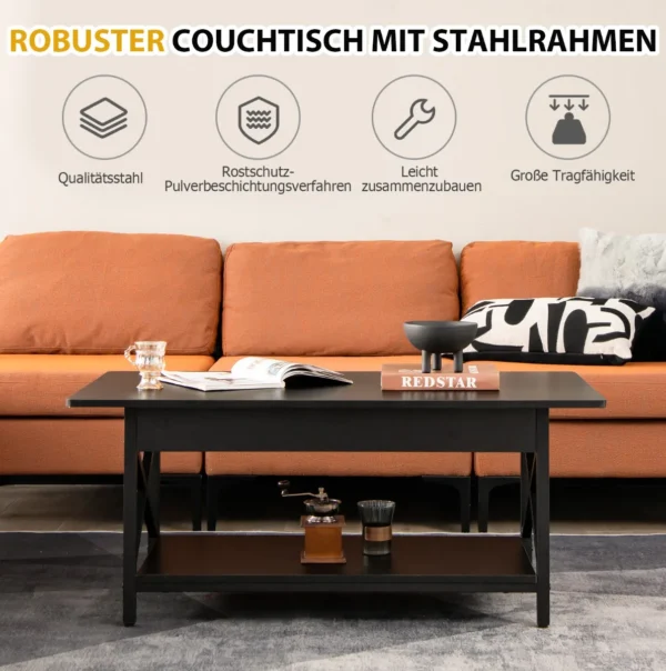 Kavos staliukas 110x60x48cm., juodos spalvos