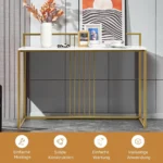 Konsolė 120x32,5x88cm., baltos/auksinės spalvos