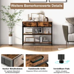 Konsolė 100x30x80cm., rudos/juodos spalvos