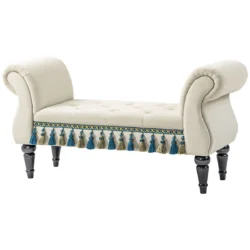 Minkštas suolas Homcom 117x40x58cm., smėlio/juodos spalvos