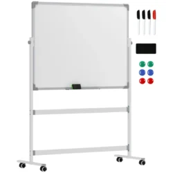Dvipusė magnetinė lenta Homcom 127x50x165cm., baltos/pilkos spalvos